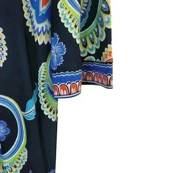 Laundry by Shelli Segal Three Quarter Sleeve Square Neck Printed Dress Size 8 - Picture 3 of 10